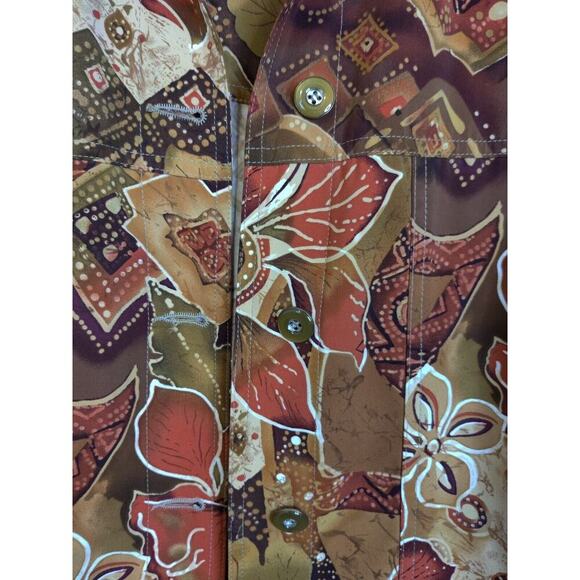 Allison Daley Fall Floral Print Earth Tones Button Down Collared Jacket Size 14 - Picture 3 of 8